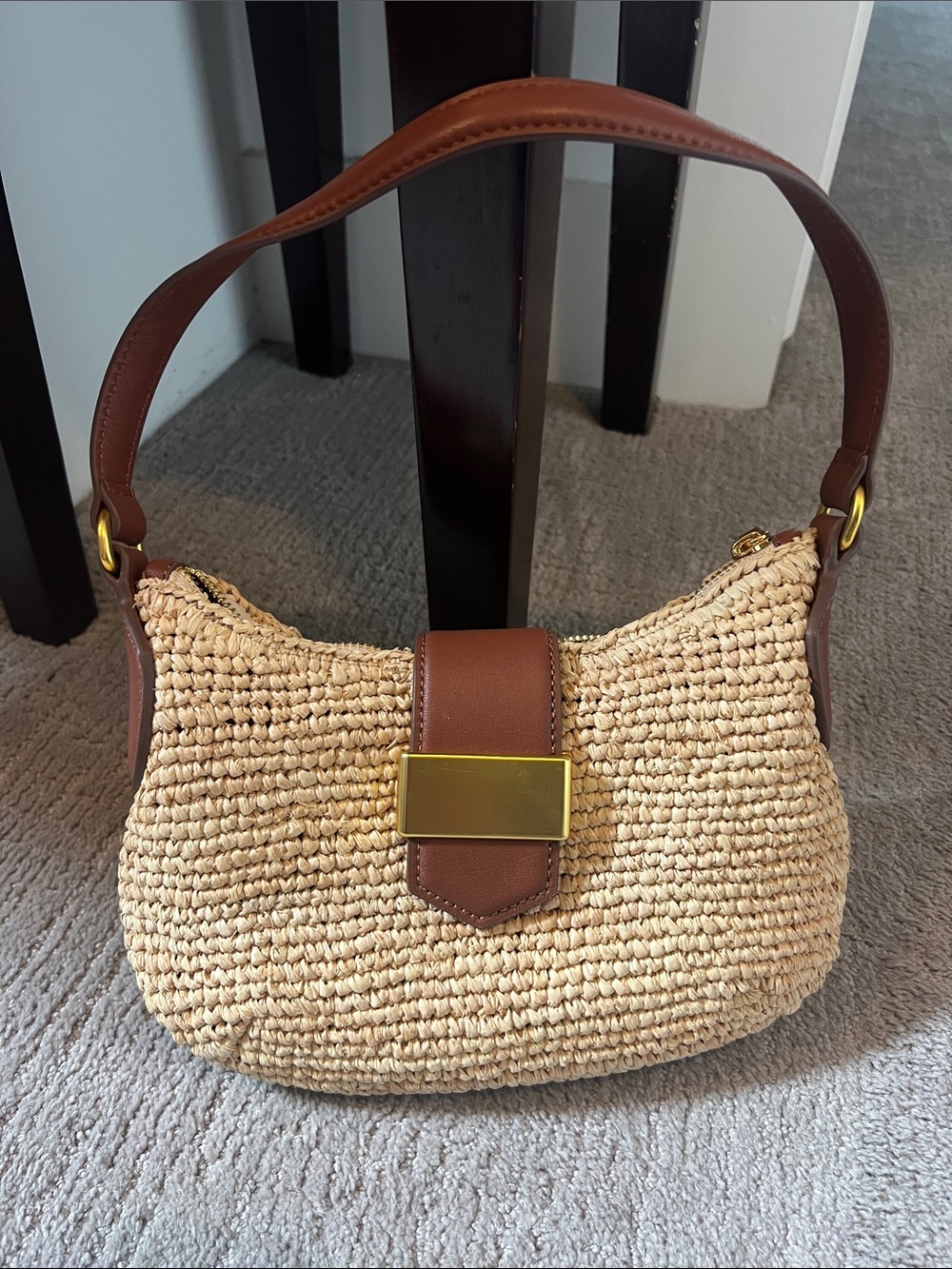 J. Crew Berkeley buckle shoulder bag in hand knotted straw - Picture 3 of 6